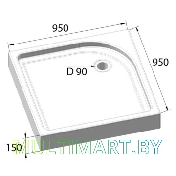 Душевой поддон BelBagno TRAY-BB-A-95-15-W картинка 6